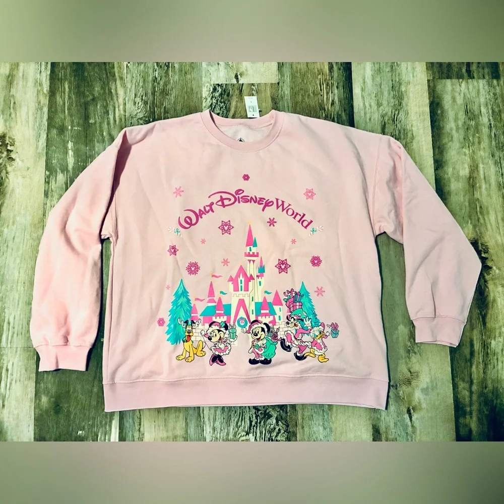 Disney Parks Walt Disney World Pink Christmas Sweatshirt - Picture 3 of 7